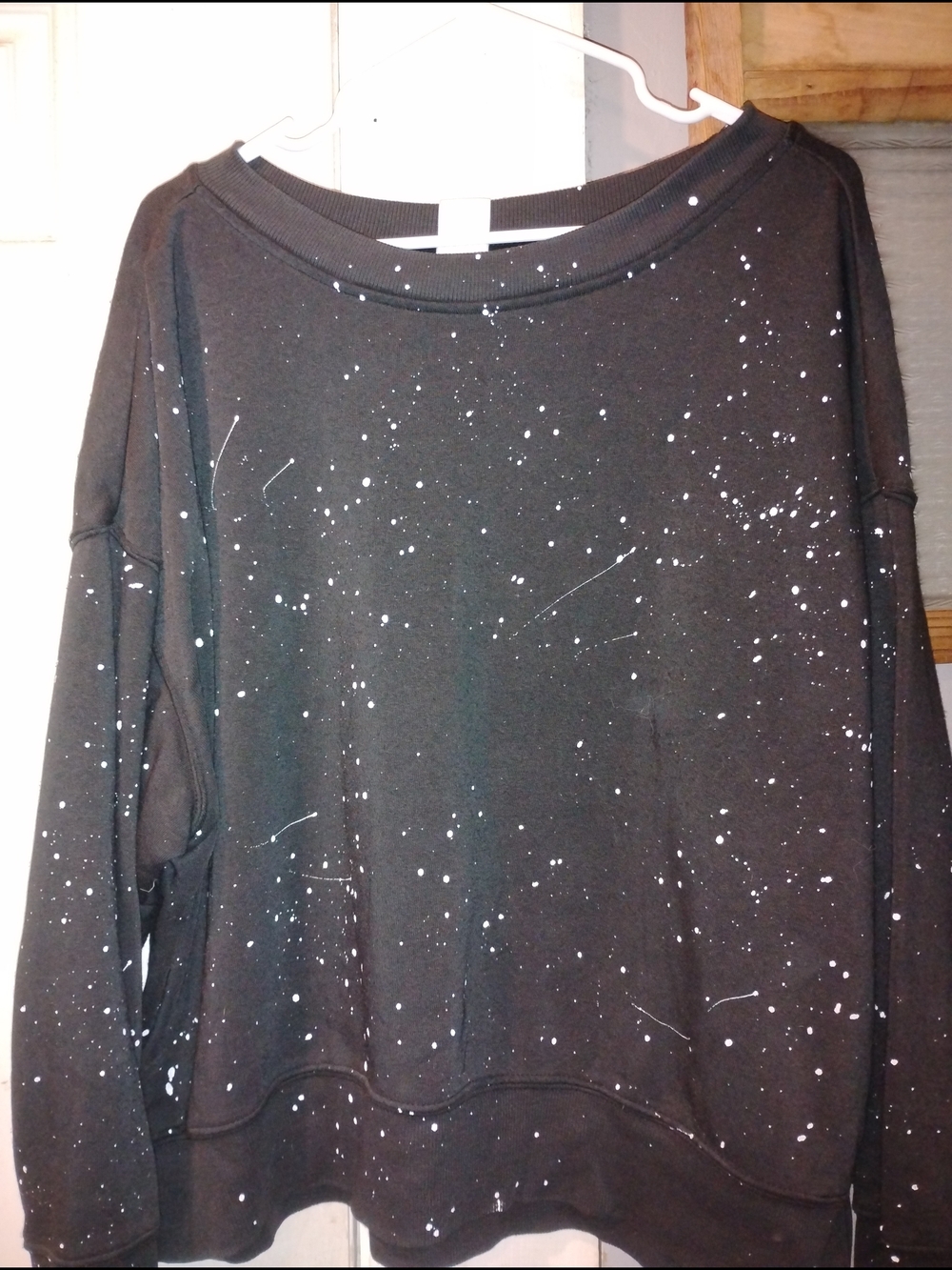 No Boundaries Black Splatter-Print Crewneck Sweatshirt